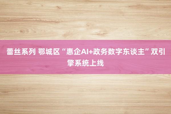 蕾丝系列 鄂城区“惠企AI+政务数字东谈主”双引擎系统上线