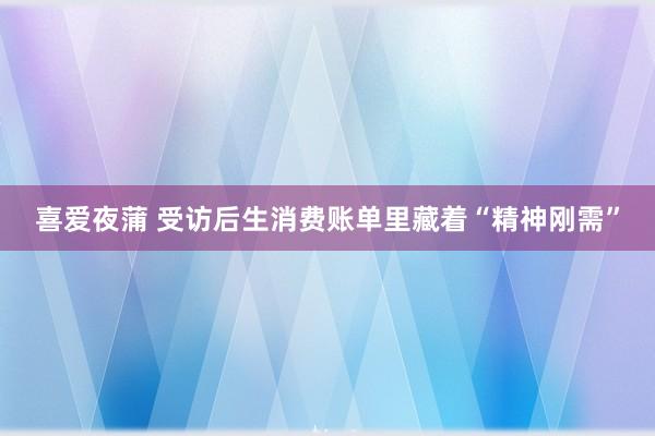 喜爱夜蒲 受访后生消费账单里藏着“精神刚需”